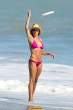Lisa Rinna  sports a hot pink bikini while on the beach in Malibu. Aug 22, 2010 (3).jpg
